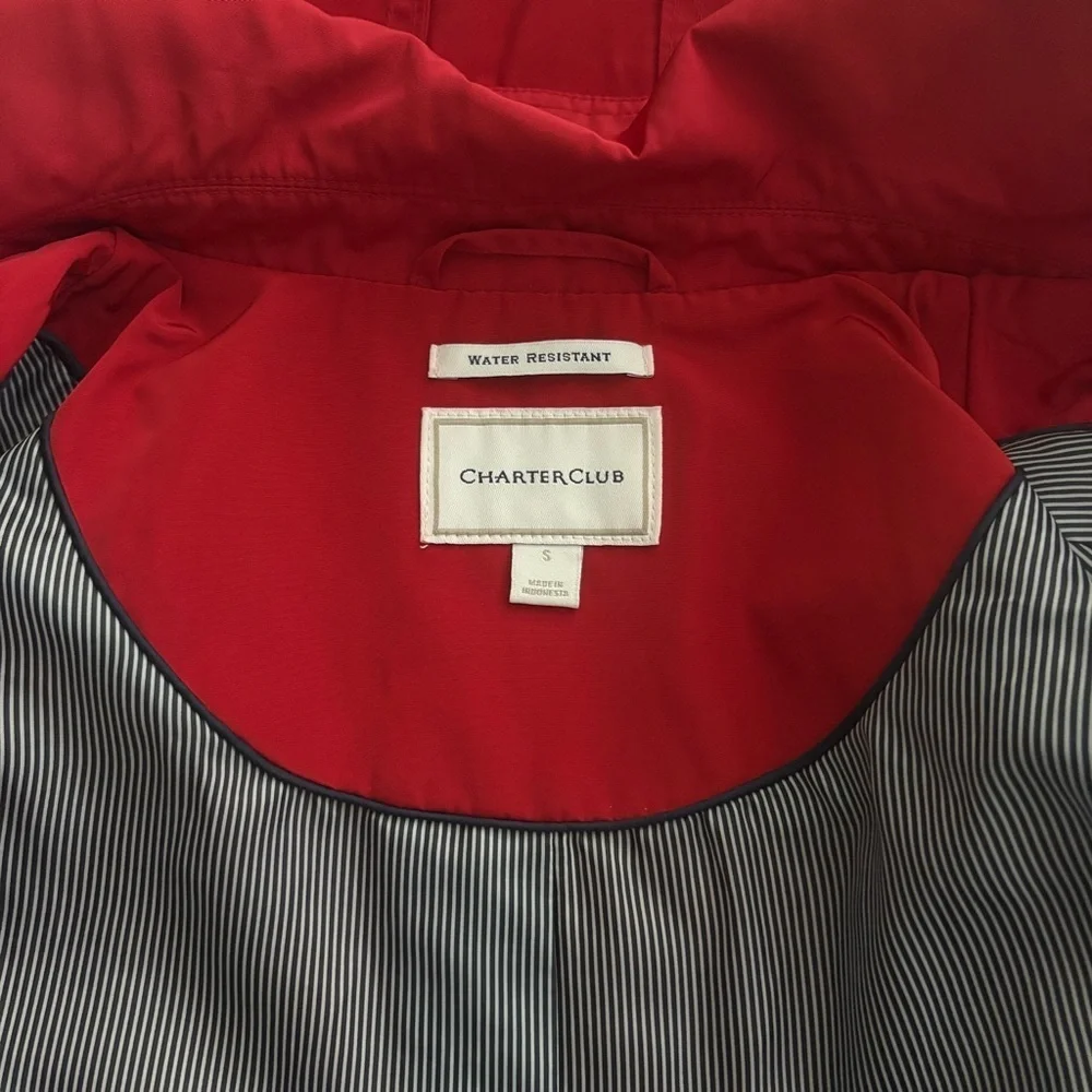 Charter Club Vibrant Red Utility Jacket with Hood - Picture 6 of 14